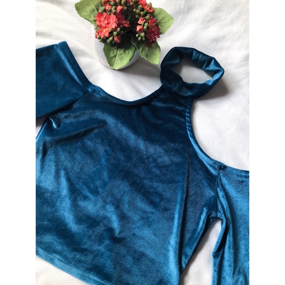 NWOT Fashion Nova Velvet Choker Crop Top - Picture 1 of 4